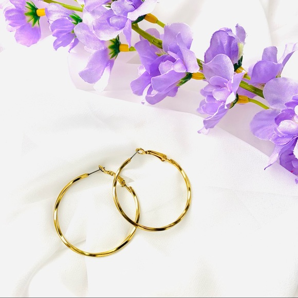 🌹CHARTER CLUB hypo allergenic gold plated round hoop earring Jewellery - Picture 7 of 7